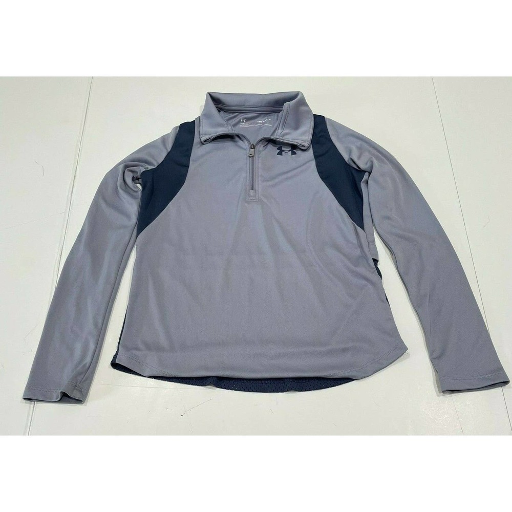 Under Armour Loose Zip Heat Gear Long Sleeve Shirt Youth Girls M YMD Purple Mesh